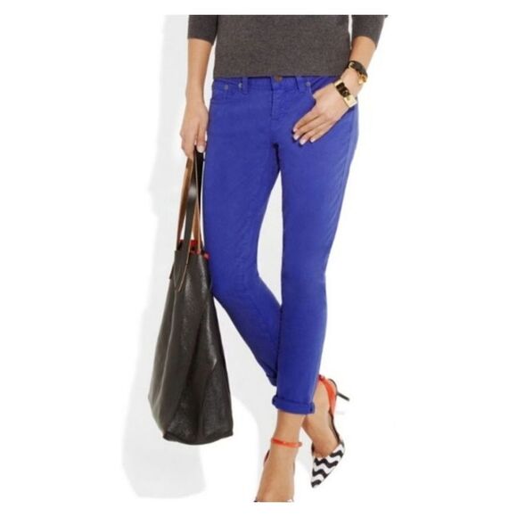 J Crew Blue Toothpick Jean in Garment-dyed Twill ankle jeans sz 27 - Picture 1 of 6